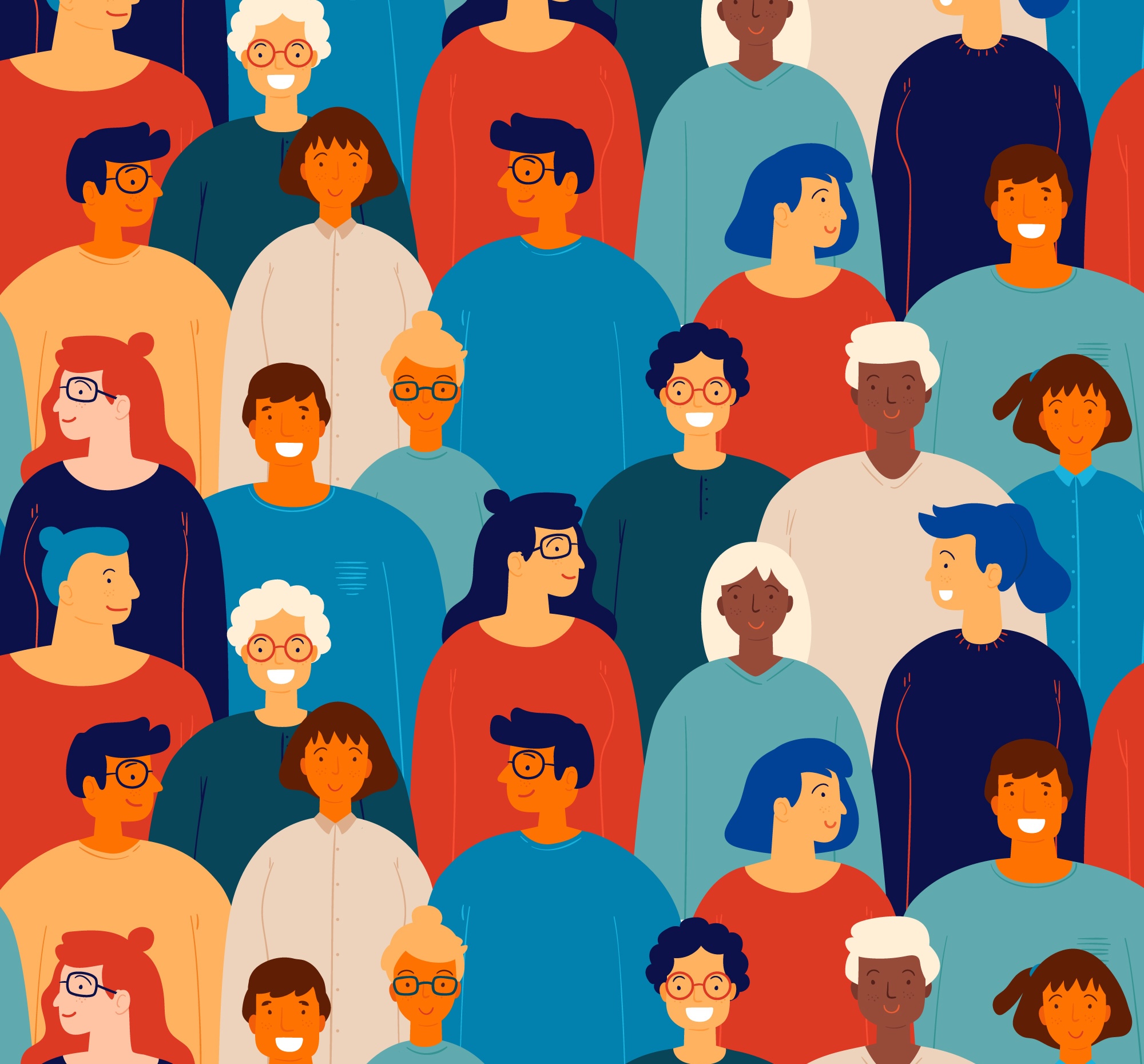 Colorful illustration of diverse people