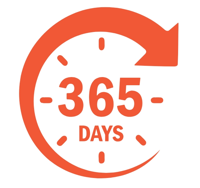 Circular clock with 365 days text