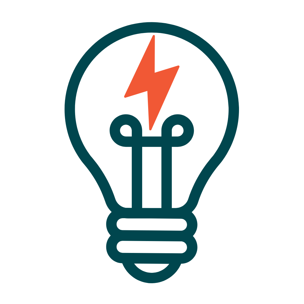 Light bulb with lightning bolt symbol