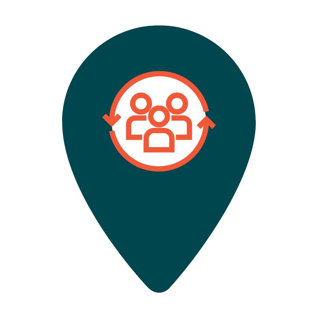 Location pin with people icon